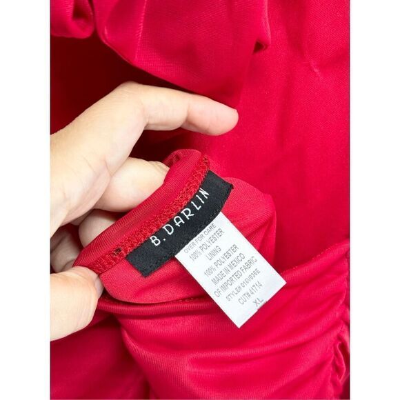 B Darlin Junior’s Ruched Bodycon Dress Size Extra Large Red NEW - Picture 5 of 7